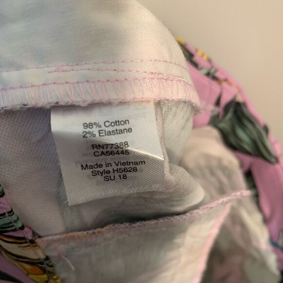 J. Crew EUC purple tropical palm skimmer cropped pants Size 10 - Picture 4 of 4